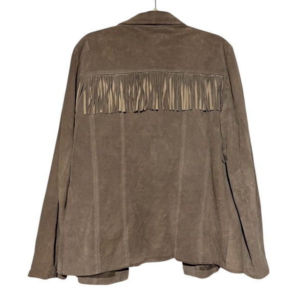 Alfani Vtg Women’s Fringe Leather Suede Jacket Size L Western Boho Festival - Picture 2 of 9